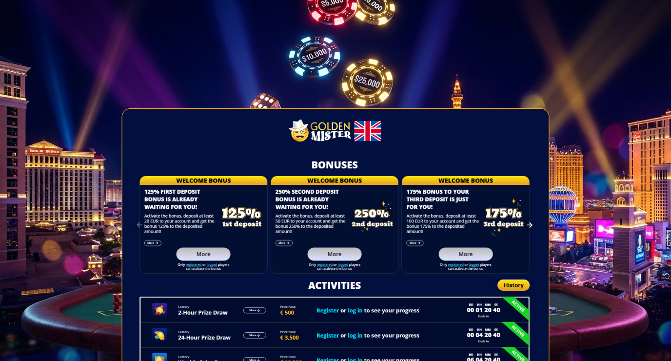 Golden Mister Casino offers generous bonuses